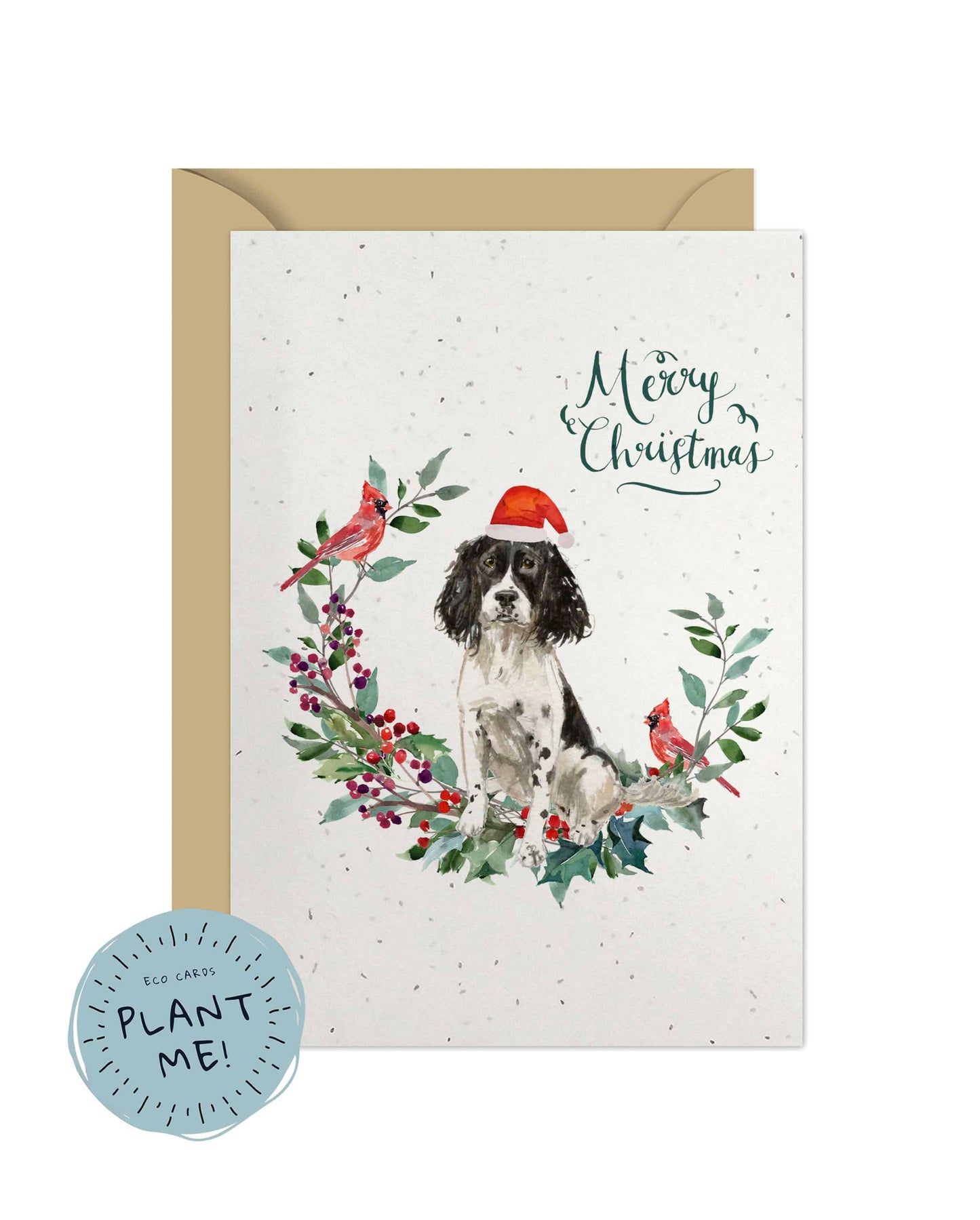 English Springer Spaniel Black & White Dog Christmas Card