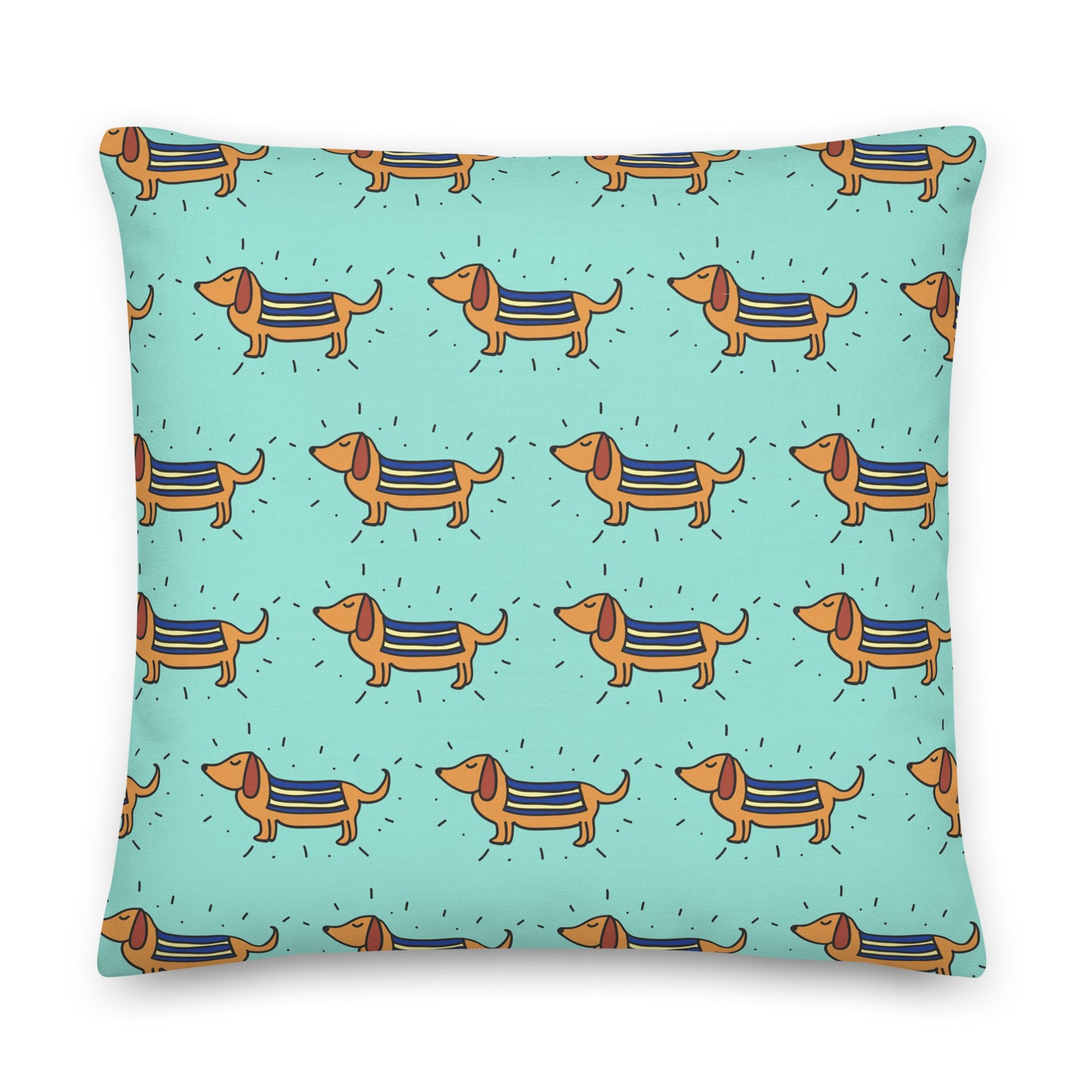 Turquoise Dachshund  Premium Pillow