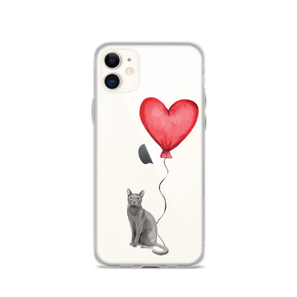 Cat with Balloon Blue Russian Clear Case for iPhone®