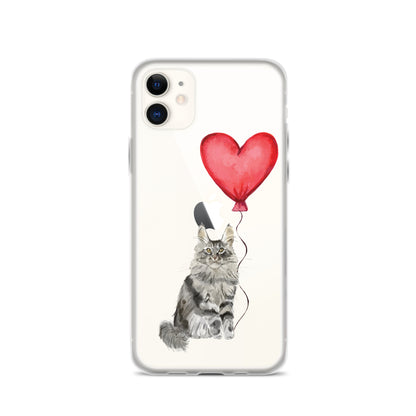 Cat with Balloon Maine Coon Clear Case for iPhone®