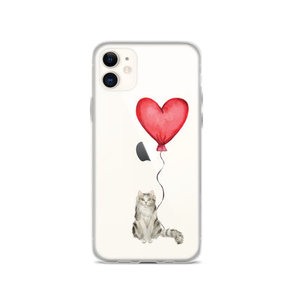 Cat with Balloon Ragamuffin Clear Case for iPhone®