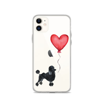 Dog with Balloon Black Poodle Clear Case for iPhone®