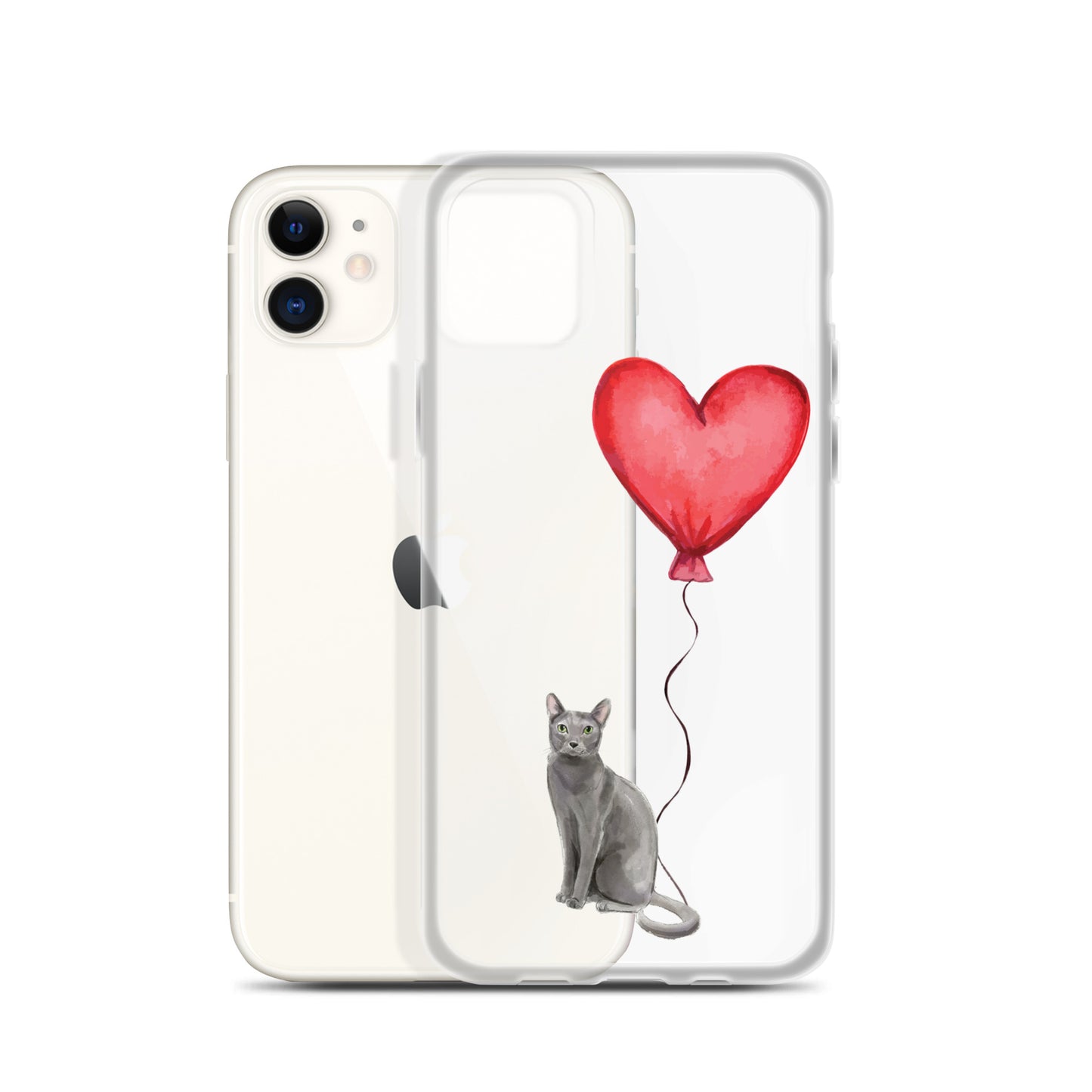 Cat with Balloon Blue Russian Clear Case for iPhone®