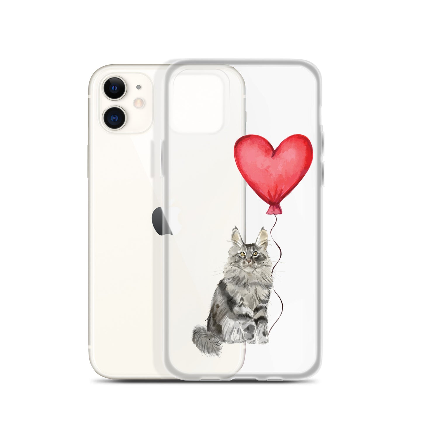 Cat with Balloon Maine Coon Clear Case for iPhone®