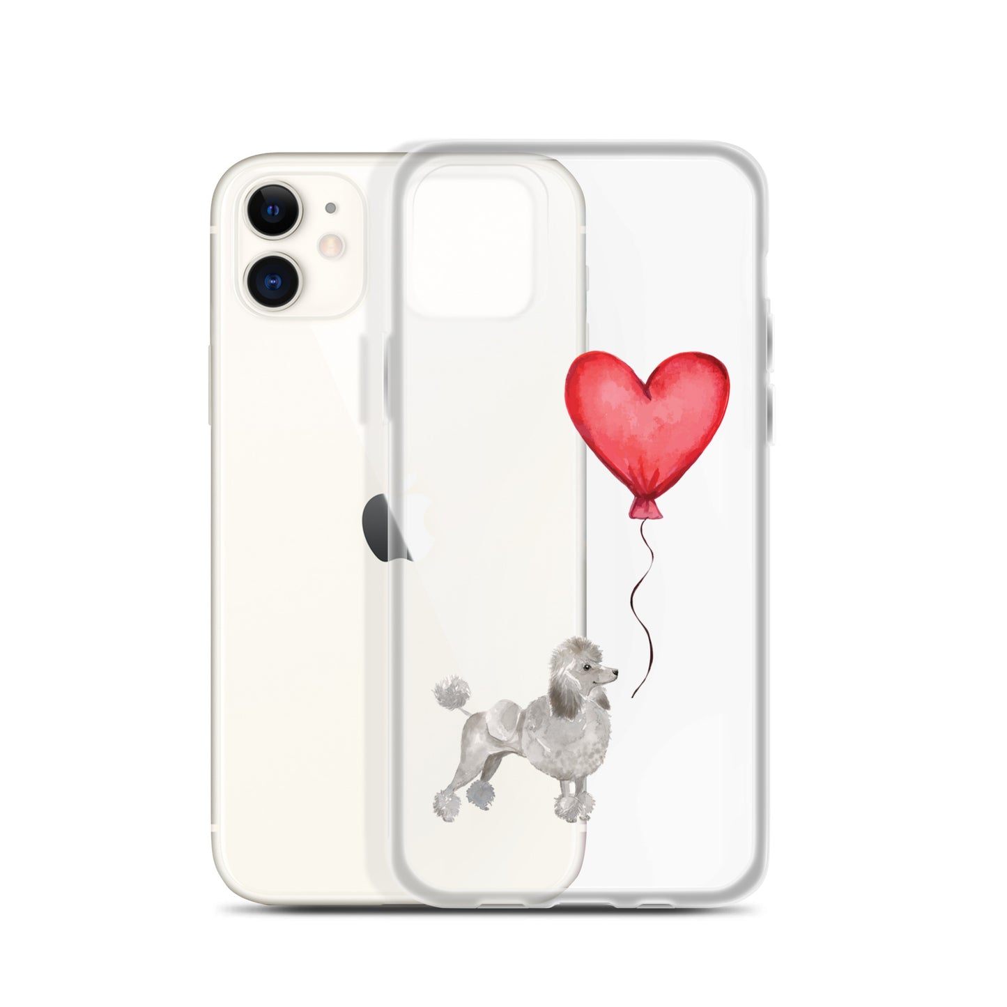 Dog with Balloon Grey Poodle Clear Case for iPhone®