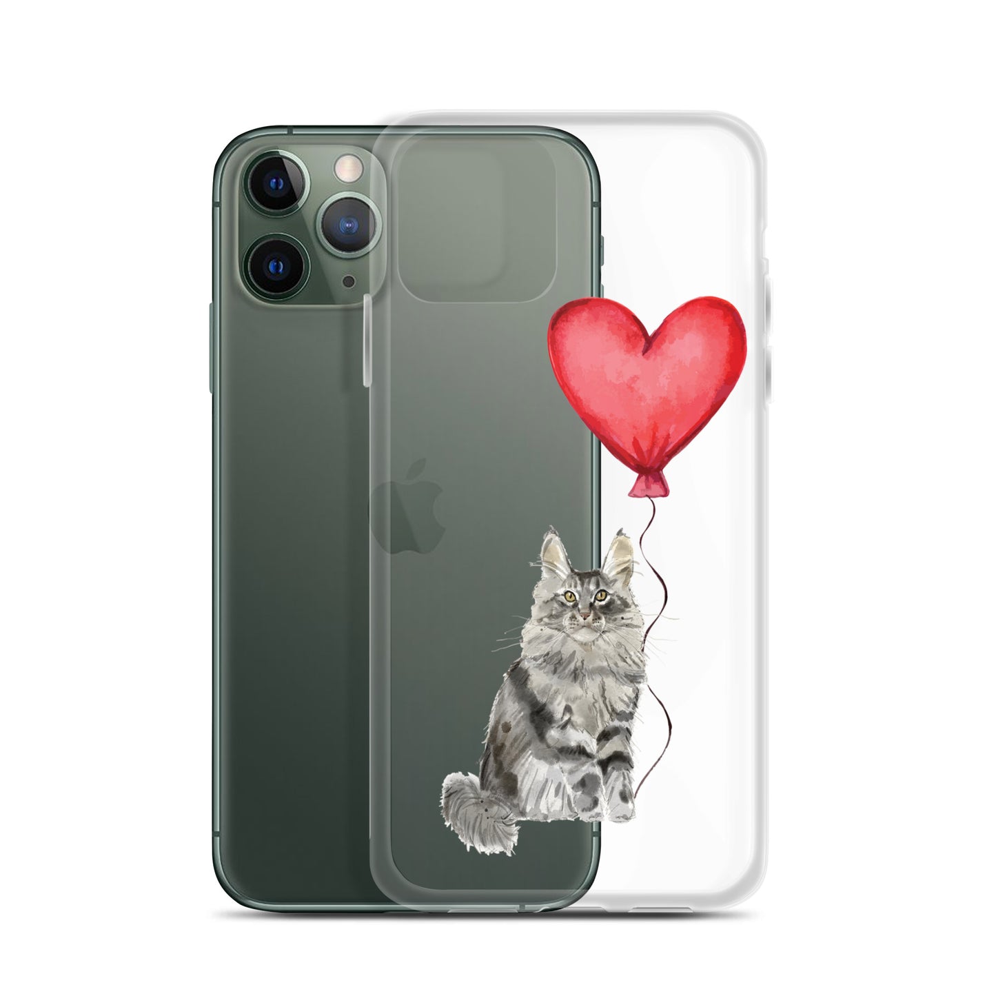 Cat with Balloon Maine Coon Clear Case for iPhone®