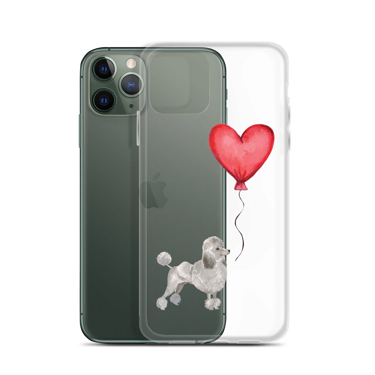 Dog with Balloon Grey Poodle Clear Case for iPhone®