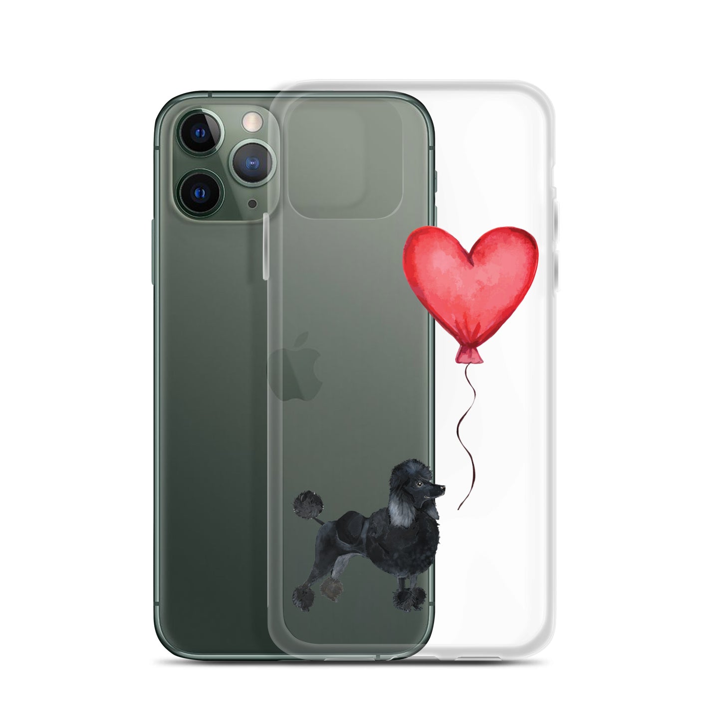 Dog with Balloon Black Poodle Clear Case for iPhone®