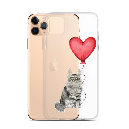 Cat with Balloon Maine Coon Clear Case for iPhone®