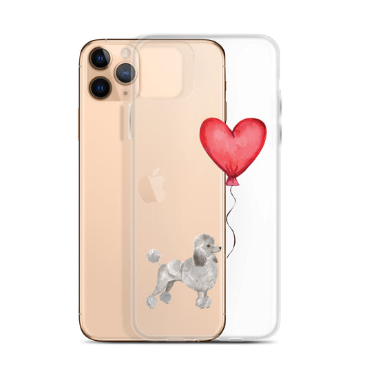 Dog with Balloon Grey Poodle Clear Case for iPhone®