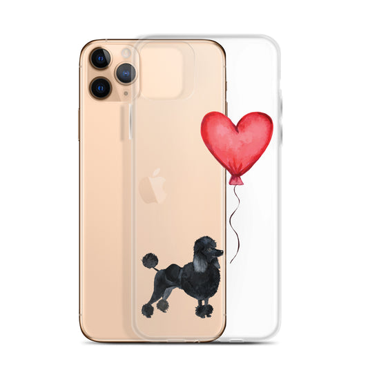 Dog with Balloon Black Poodle Clear Case for iPhone®