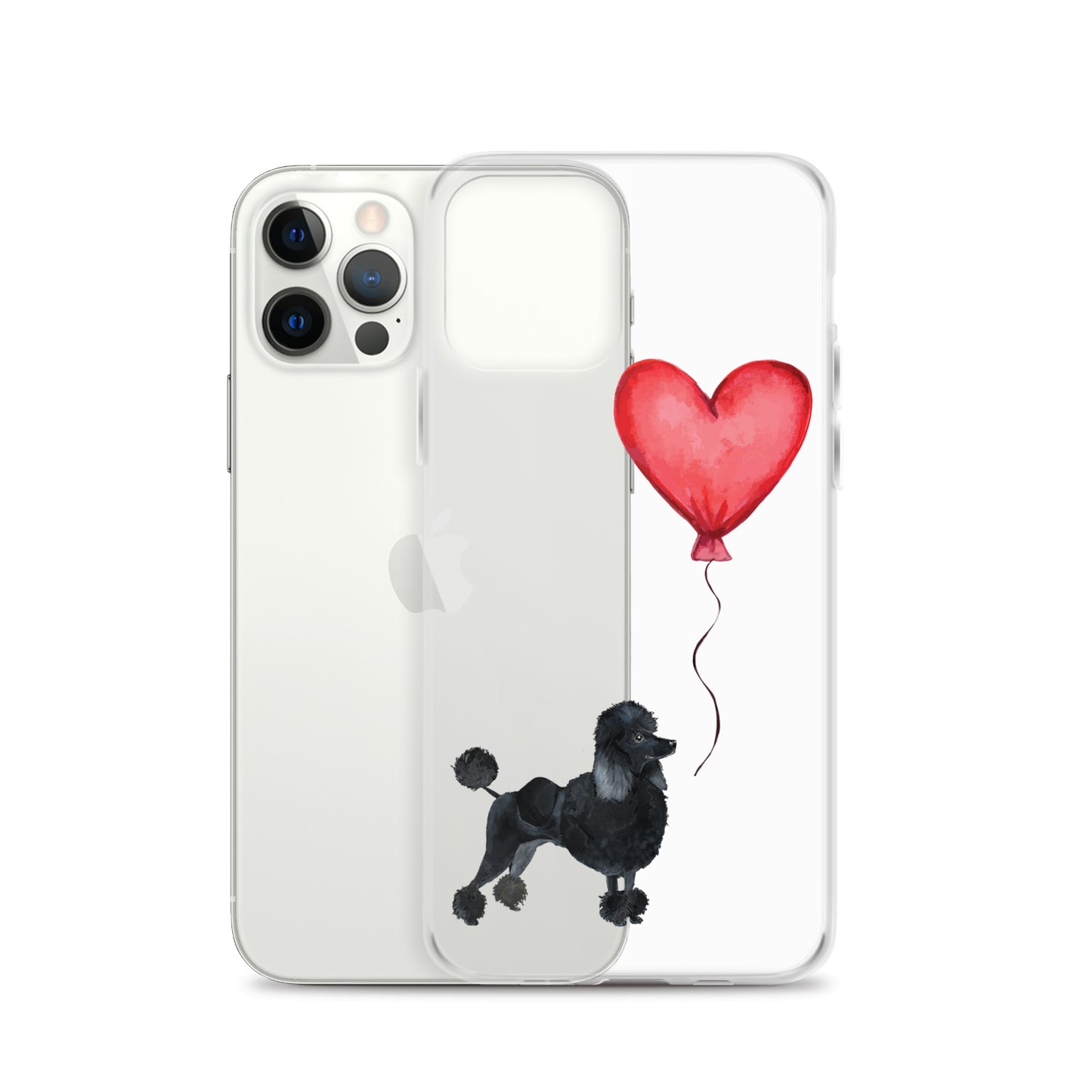 Dog with Balloon Black Poodle Clear Case for iPhone®