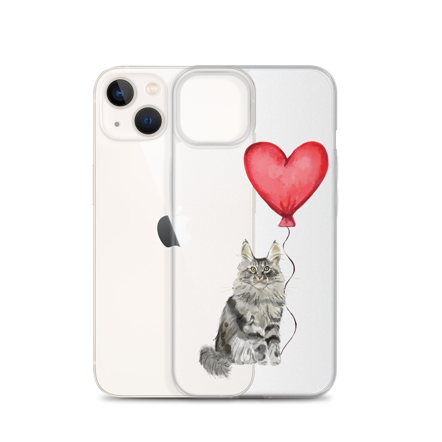 Cat with Balloon Maine Coon Clear Case for iPhone®