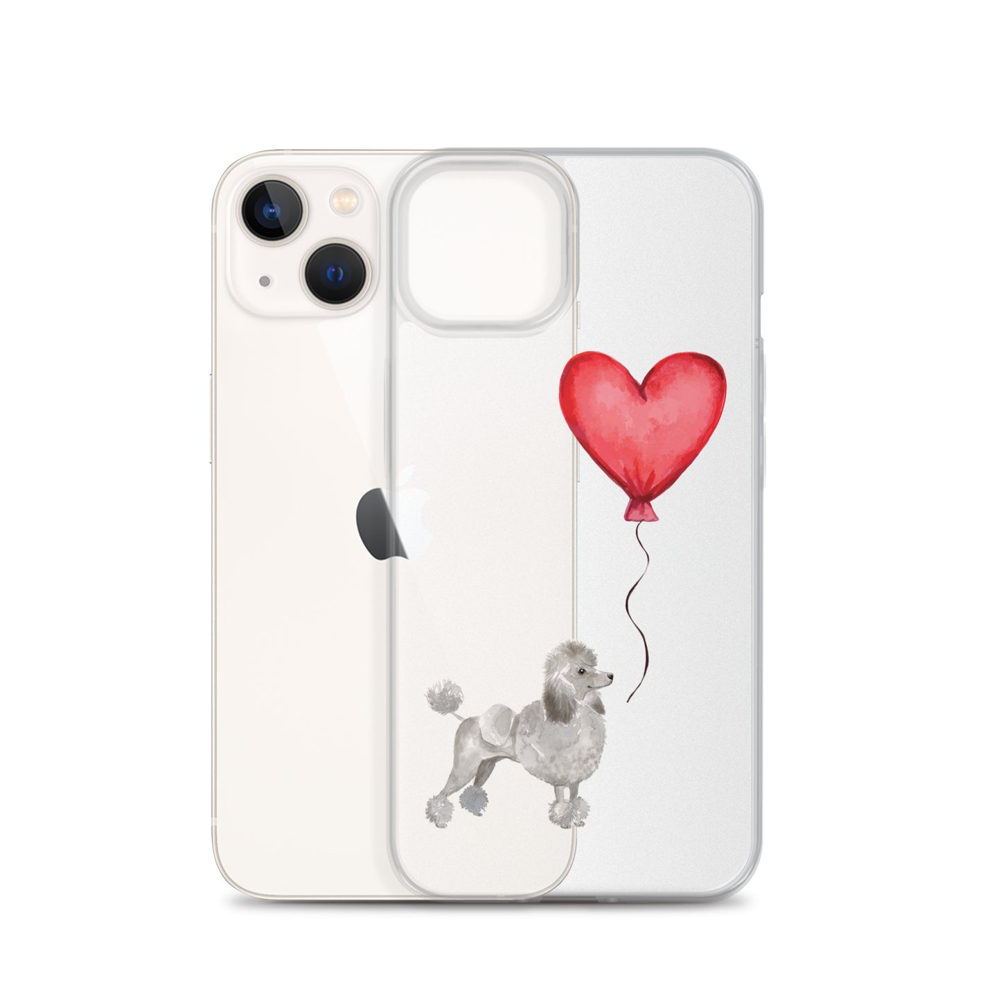 Dog with Balloon Grey Poodle Clear Case for iPhone®