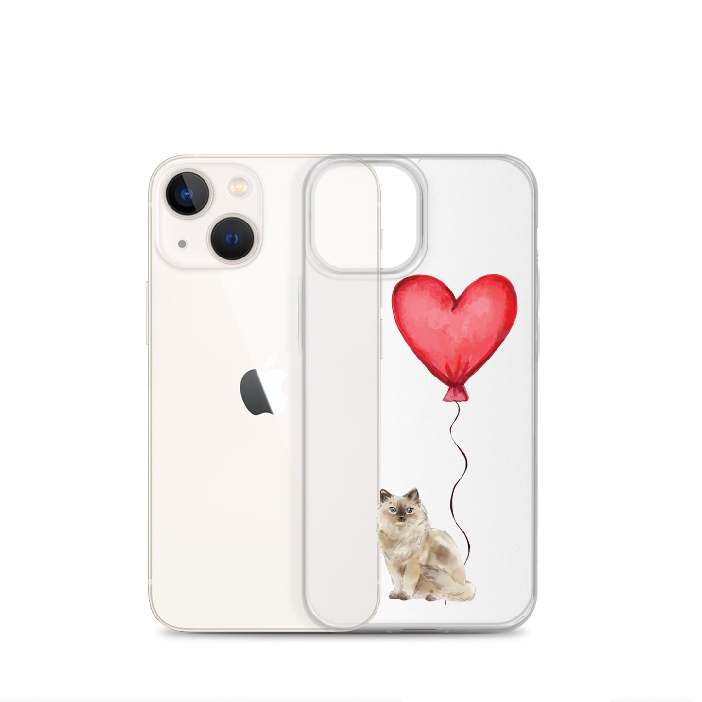 Cat with Balloons Ragdoll Clear Case for iPhone®