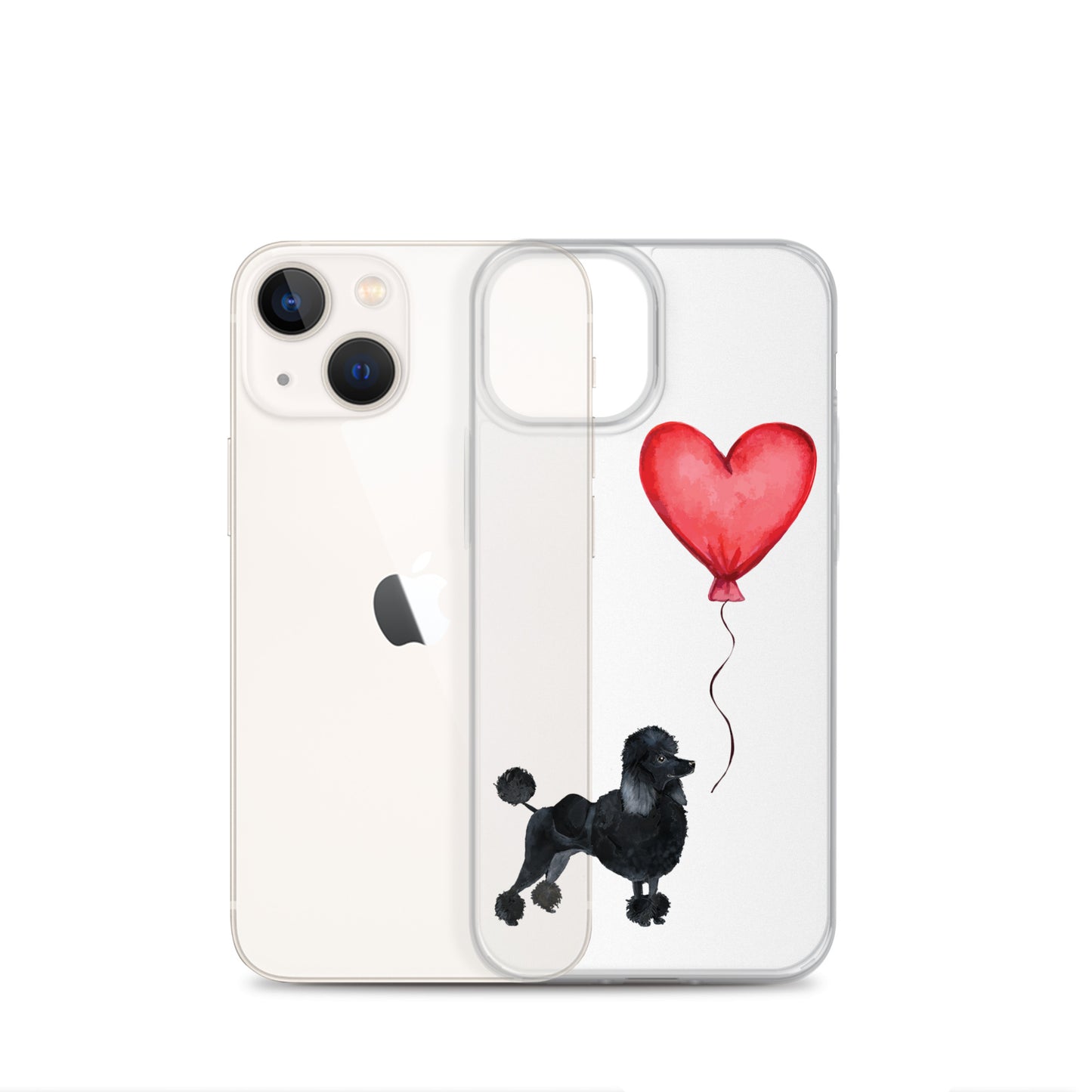 Dog with Balloon Black Poodle Clear Case for iPhone®