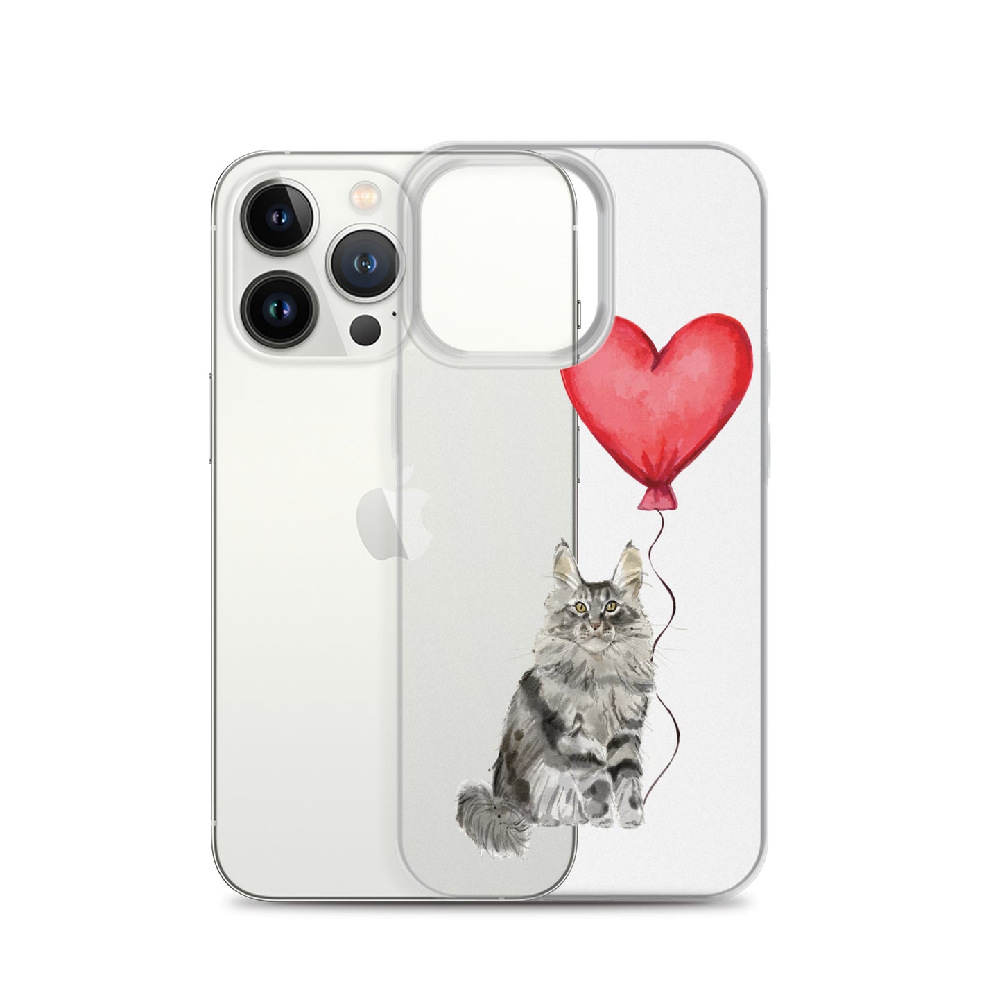 Cat with Balloon Maine Coon Clear Case for iPhone®