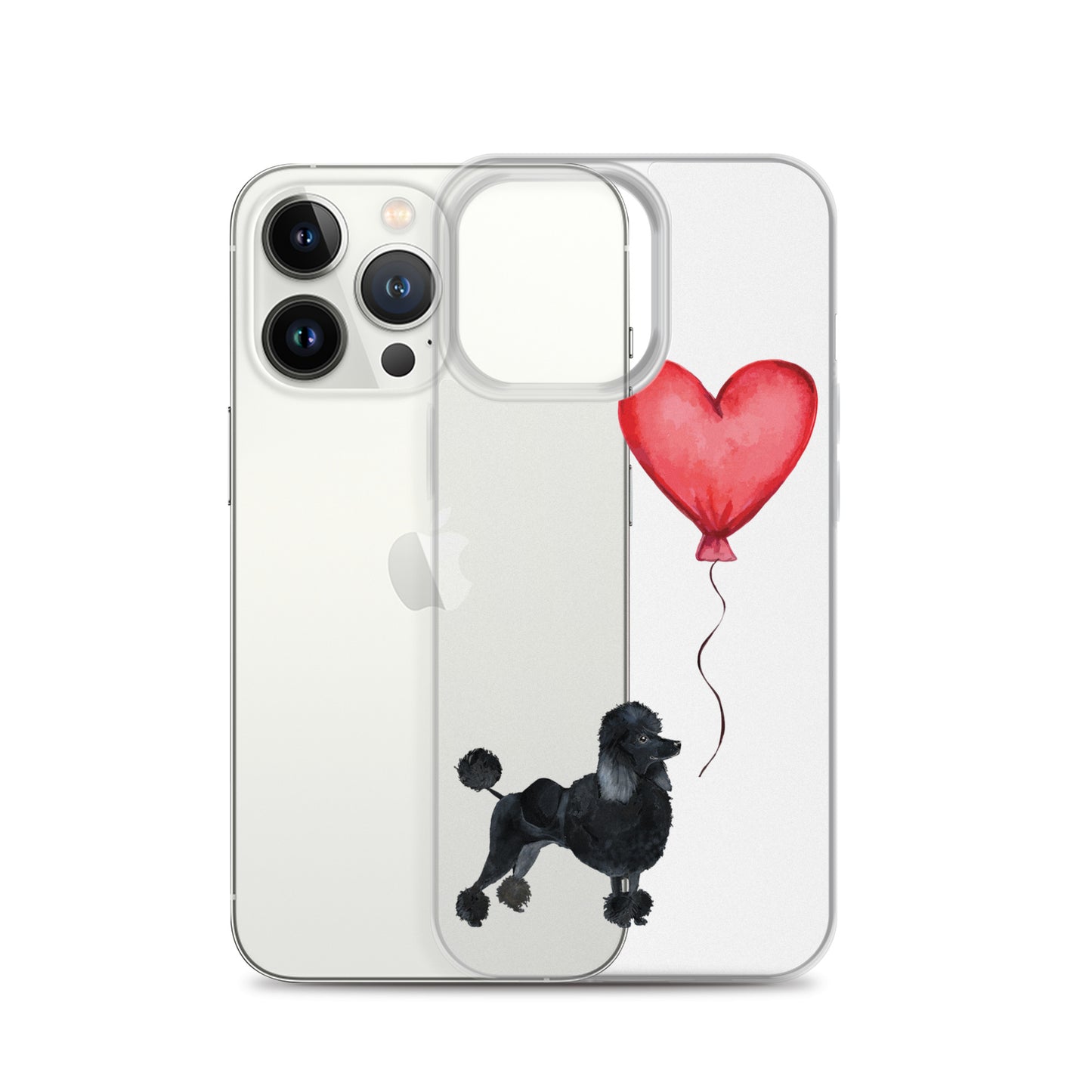 Dog with Balloon Black Poodle Clear Case for iPhone®