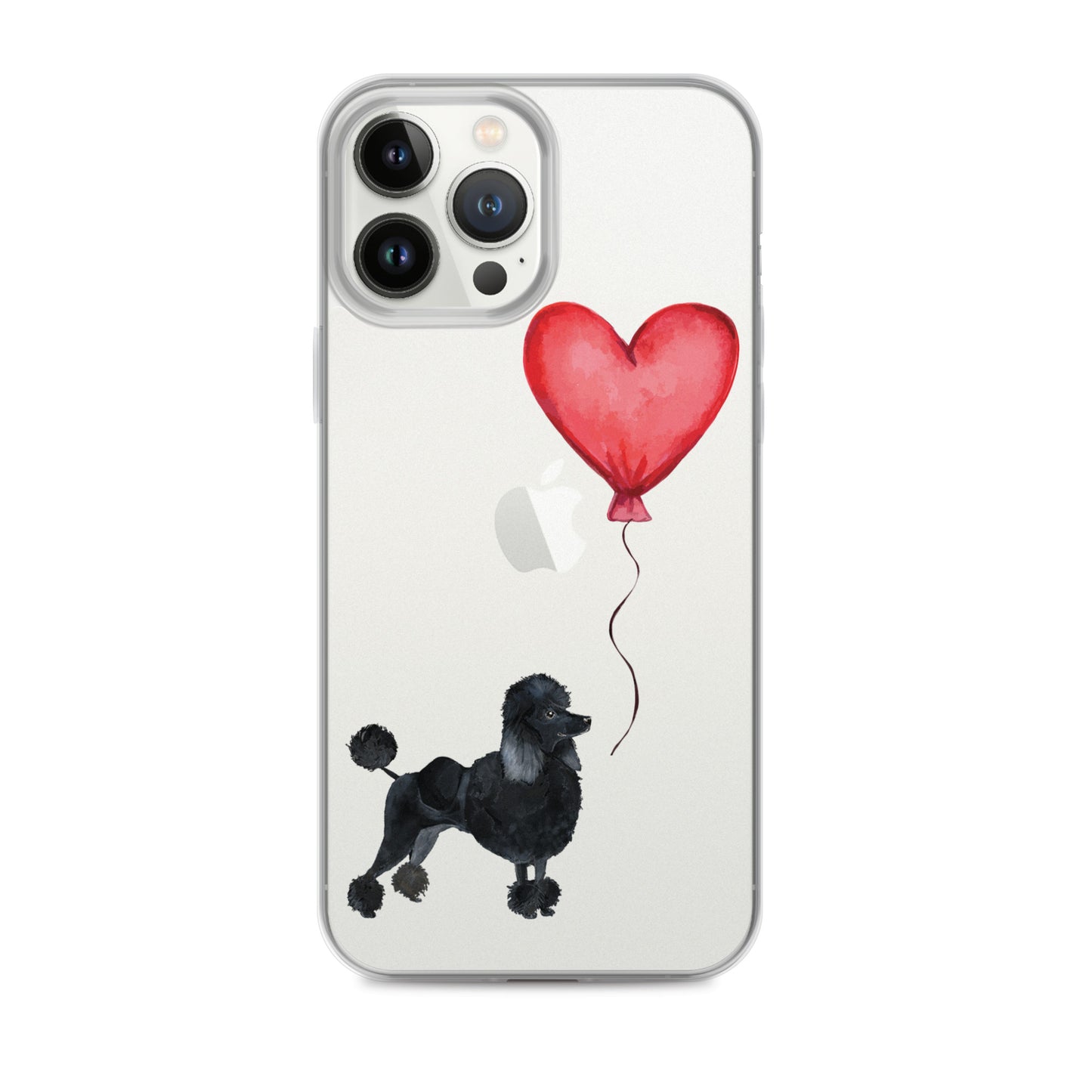 Dog with Balloon Black Poodle Clear Case for iPhone®