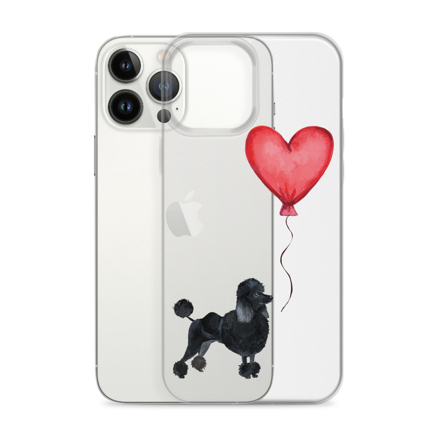 Dog with Balloon Black Poodle Clear Case for iPhone®