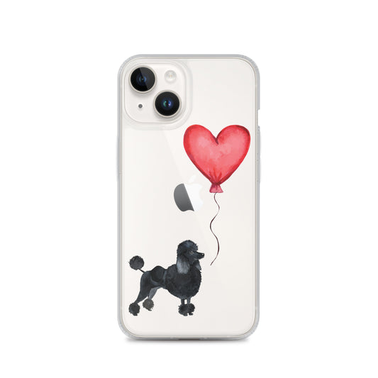 Dog with Balloon Black Poodle Clear Case for iPhone®