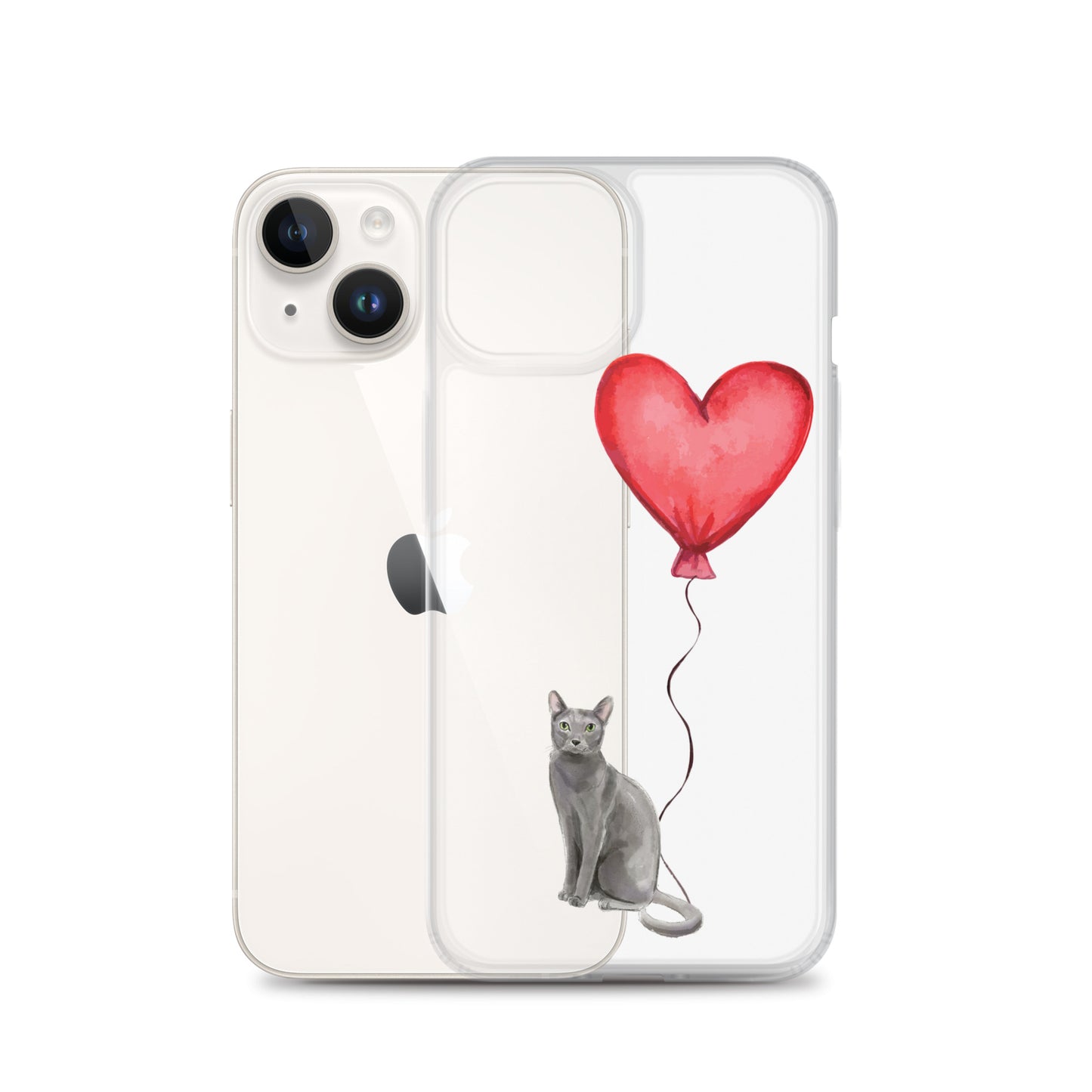 Cat with Balloon Blue Russian Clear Case for iPhone®