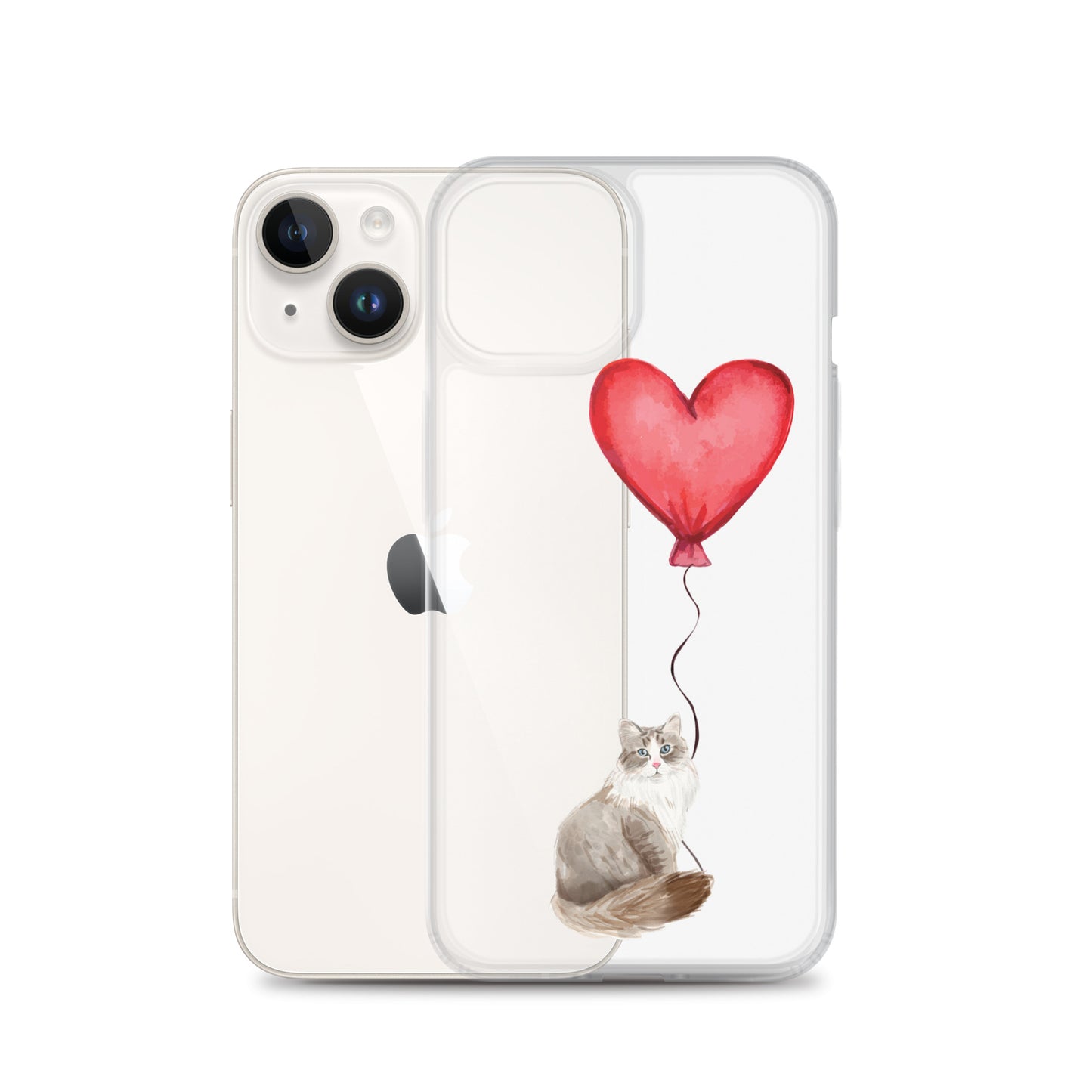 Cat with Balloon Siberian Clear Case for iPhone®