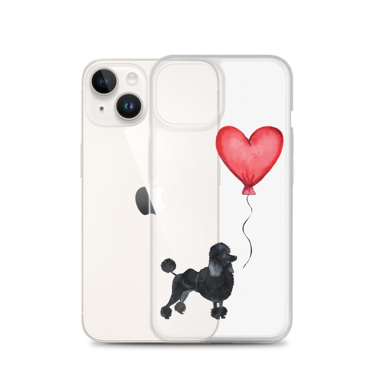 Dog with Balloon Black Poodle Clear Case for iPhone®