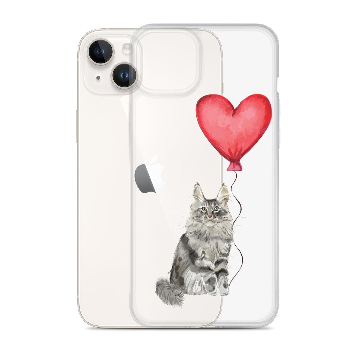 Cat with Balloon Maine Coon Clear Case for iPhone®