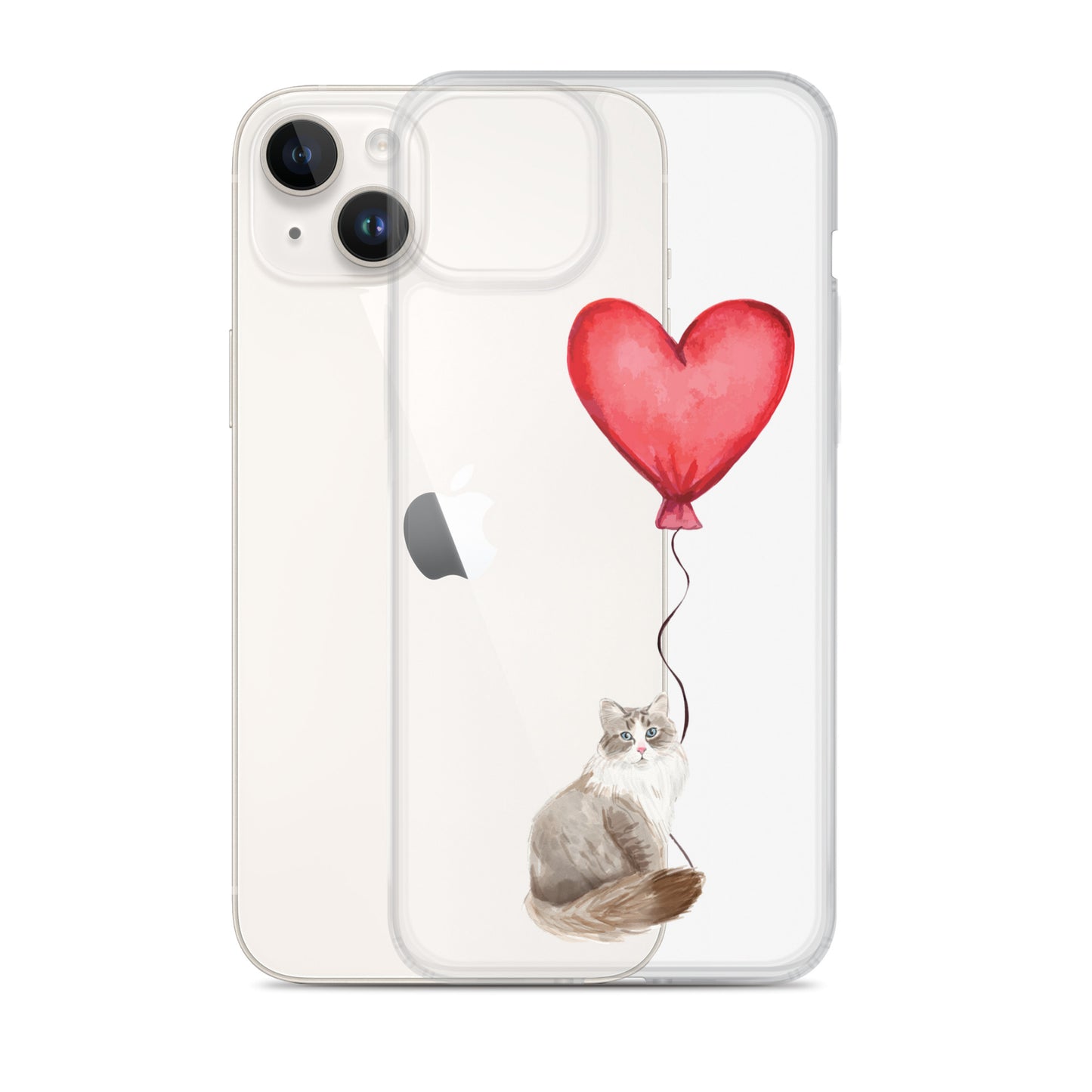 Cat with Balloon Siberian Clear Case for iPhone®