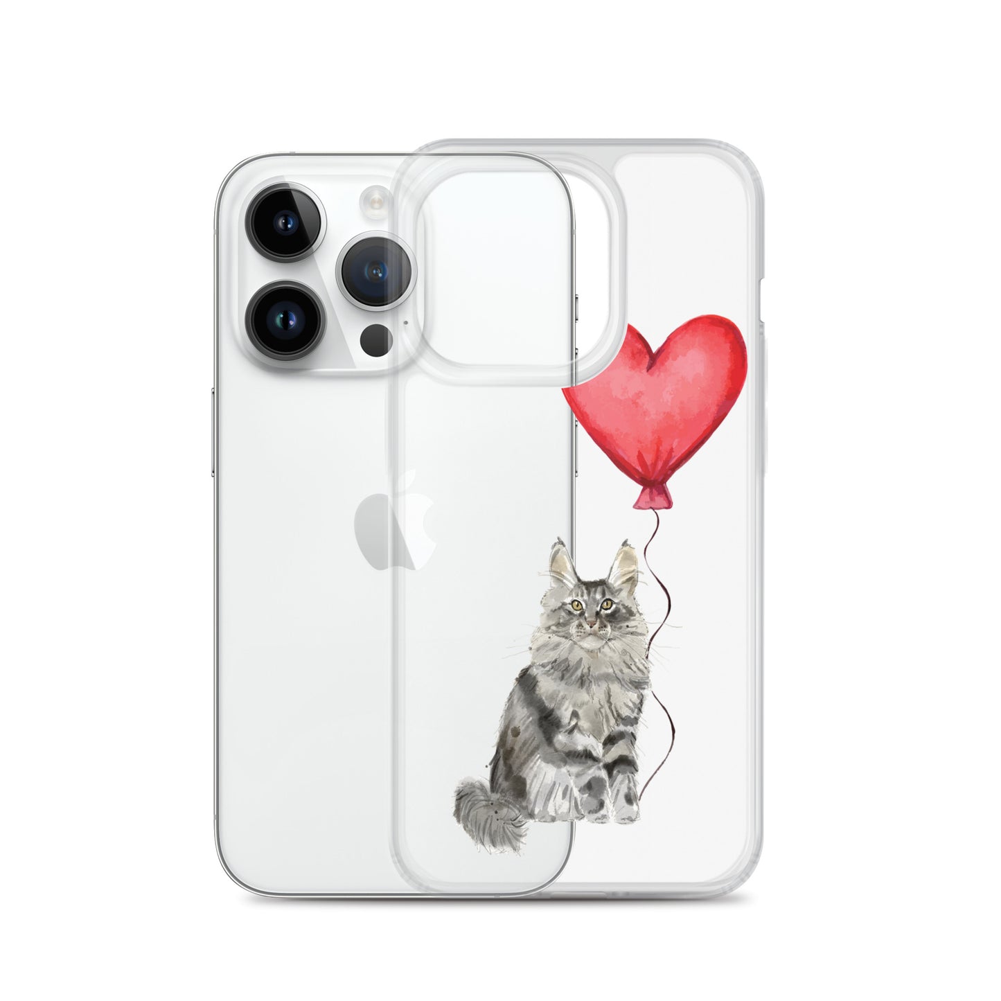 Cat with Balloon Maine Coon Clear Case for iPhone®