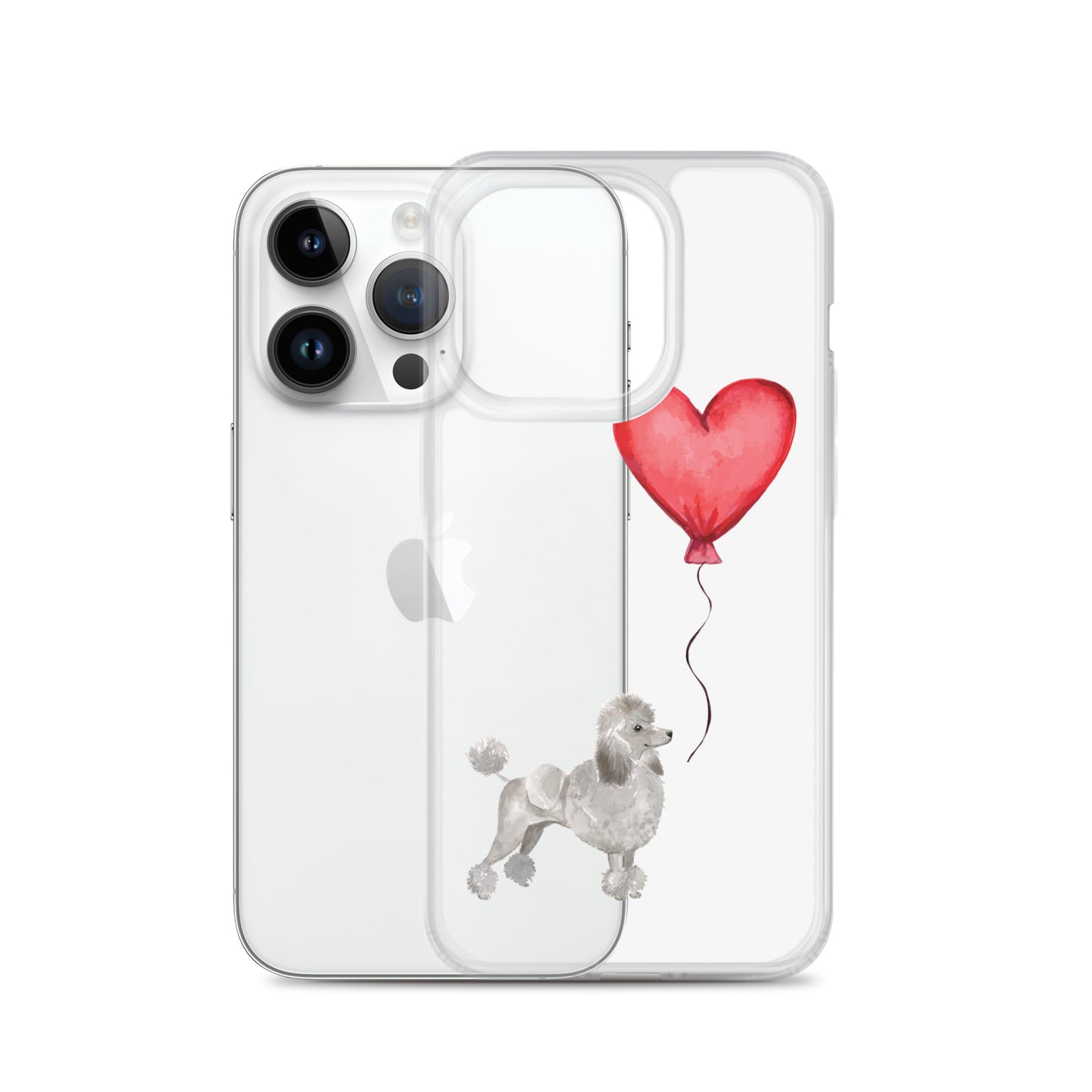 Dog with Balloon Grey Poodle Clear Case for iPhone®