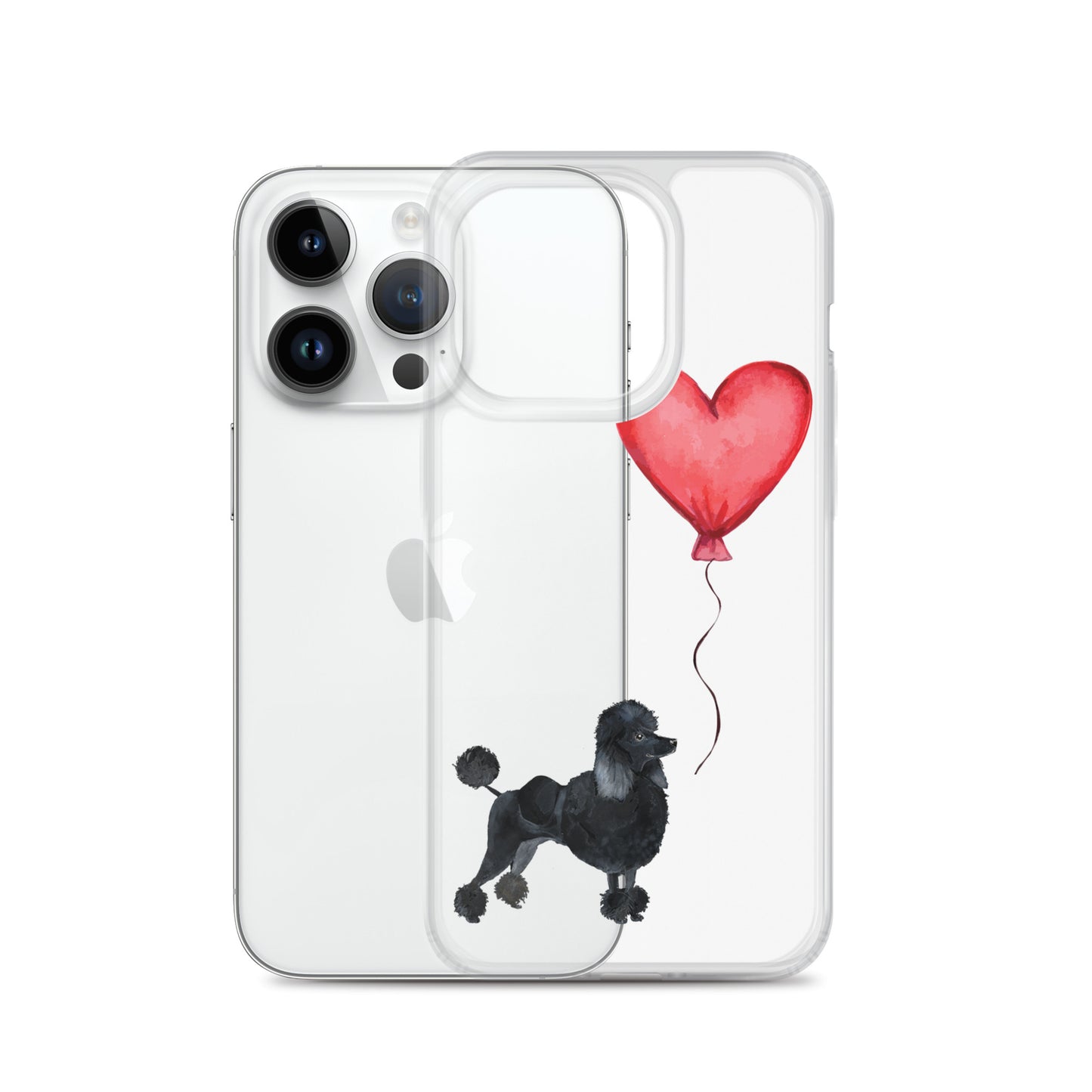 Dog with Balloon Black Poodle Clear Case for iPhone®