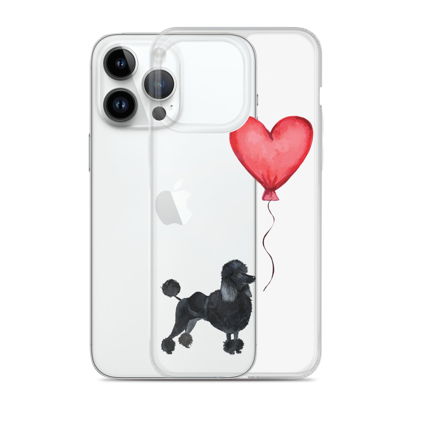 Dog with Balloon Black Poodle Clear Case for iPhone®