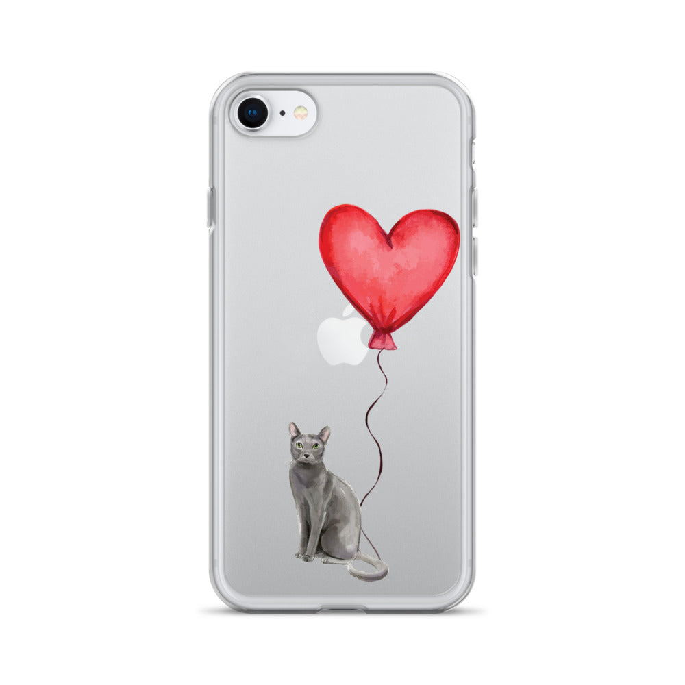 Cat with Balloon Blue Russian Clear Case for iPhone®