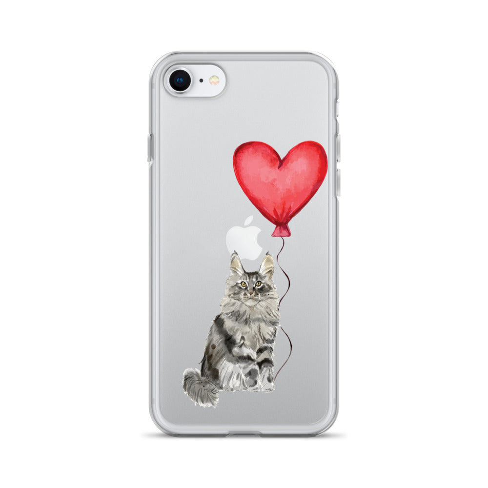 Cat with Balloon Maine Coon Clear Case for iPhone®