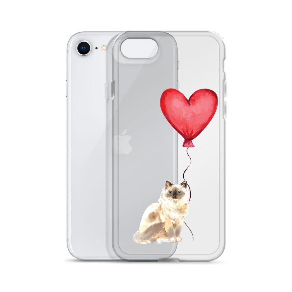 Cat with Balloon Blonde Birman Clear Case for iPhone®