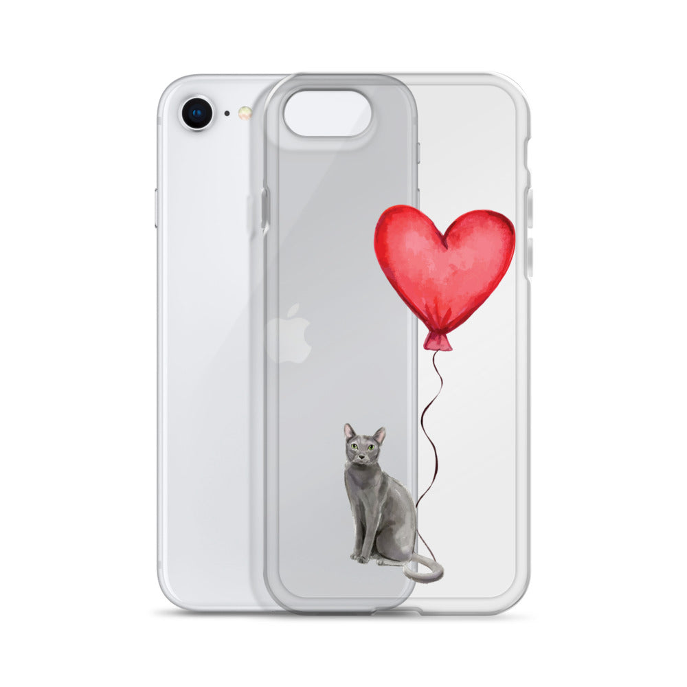 Cat with Balloon Blue Russian Clear Case for iPhone®