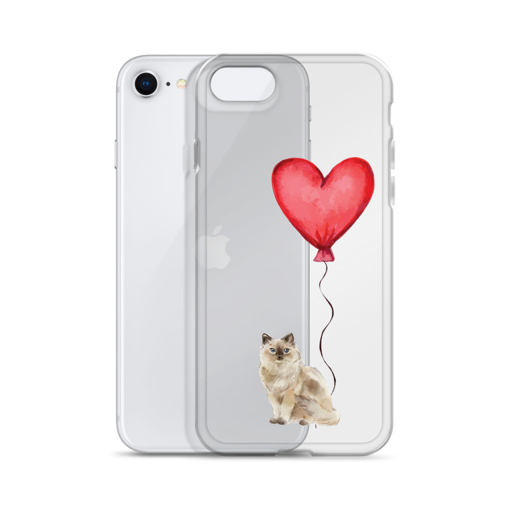 Cat with Balloons Ragdoll Clear Case for iPhone®