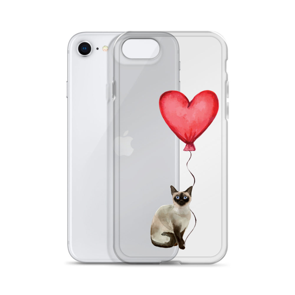 Cat with Balloon Siamese Clear Case for iPhone®