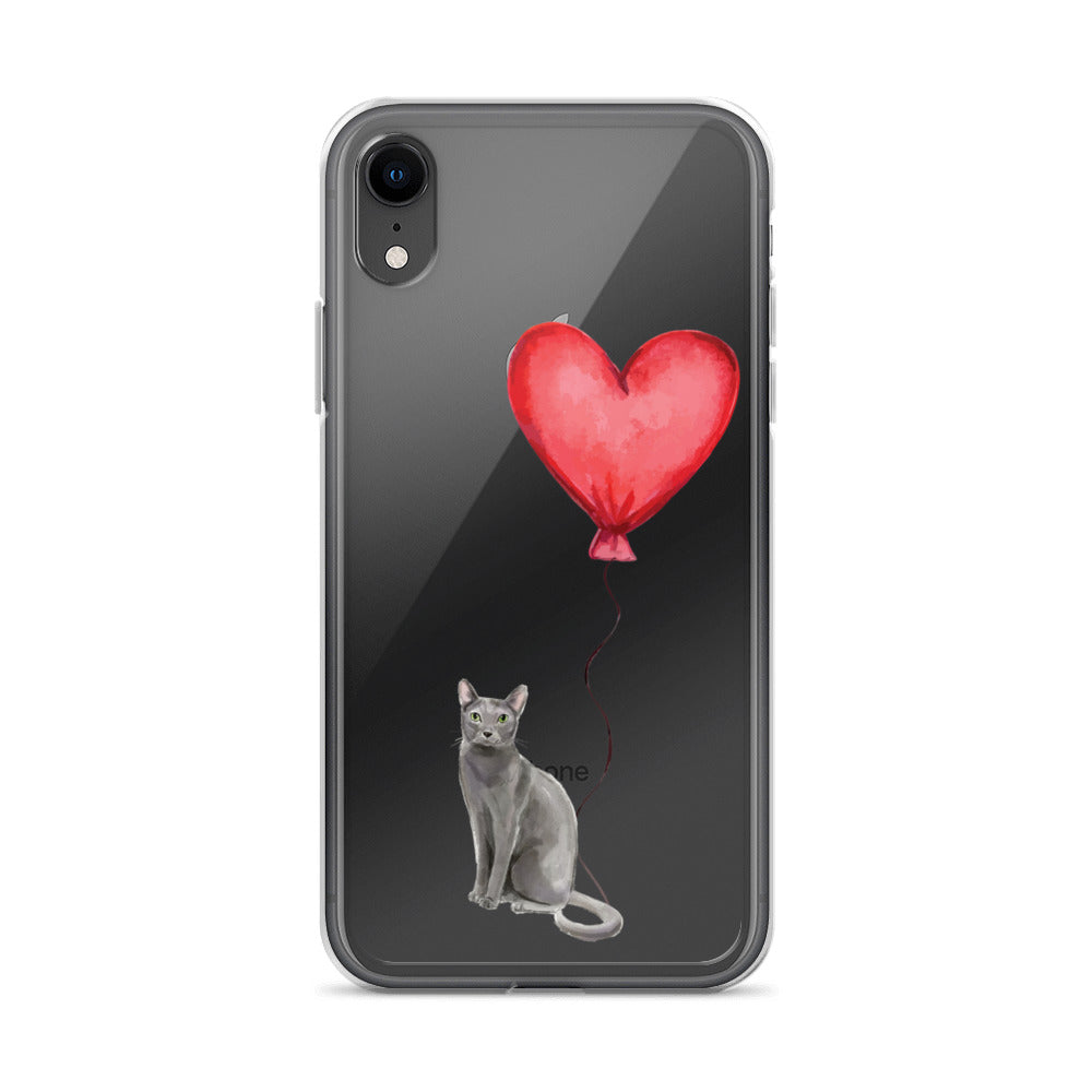 Cat with Balloon Blue Russian Clear Case for iPhone®