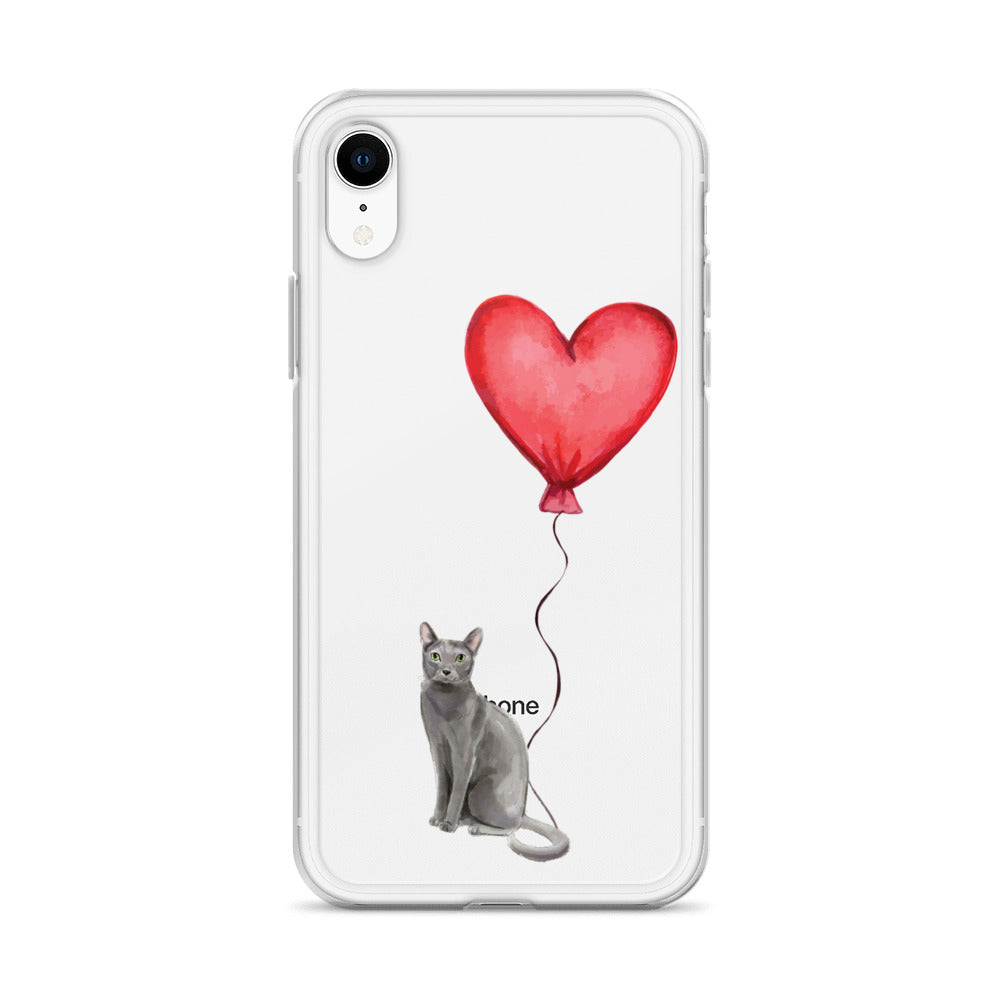 Cat with Balloon Blue Russian Clear Case for iPhone®