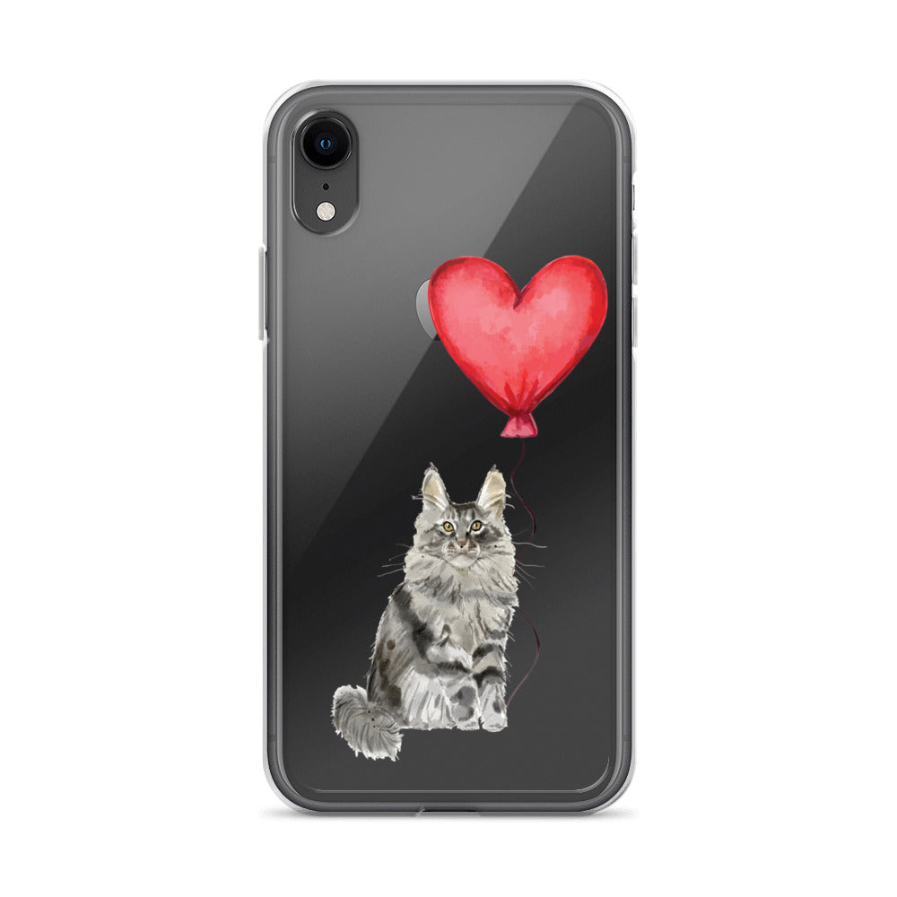 Cat with Balloon Maine Coon Clear Case for iPhone®