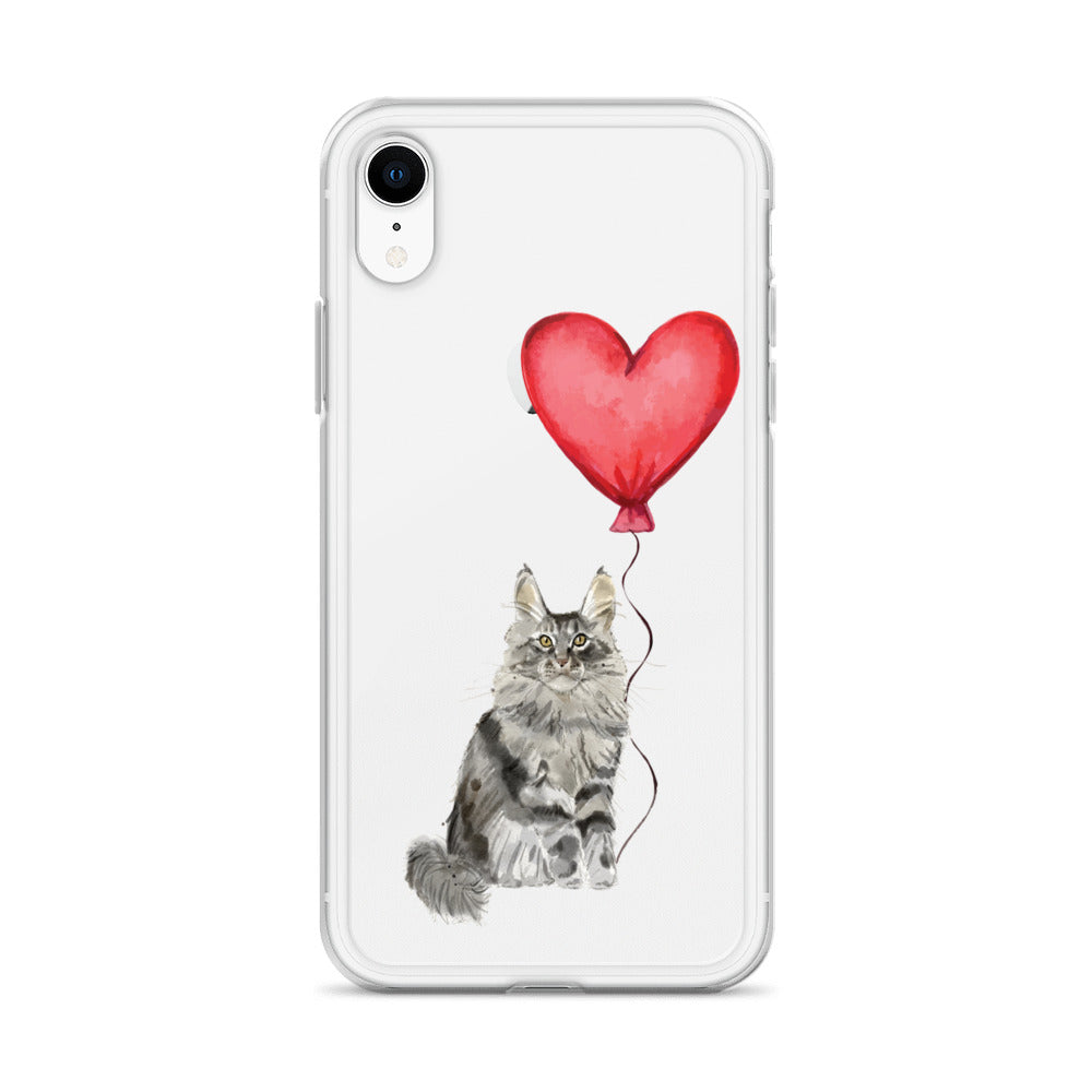 Cat with Balloon Maine Coon Clear Case for iPhone®