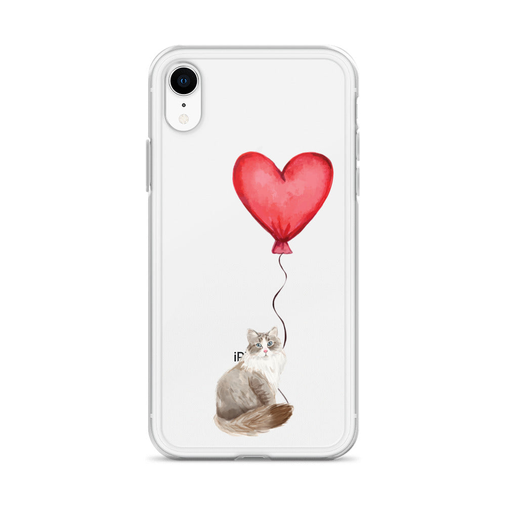 Cat with Balloon Siberian Clear Case for iPhone®