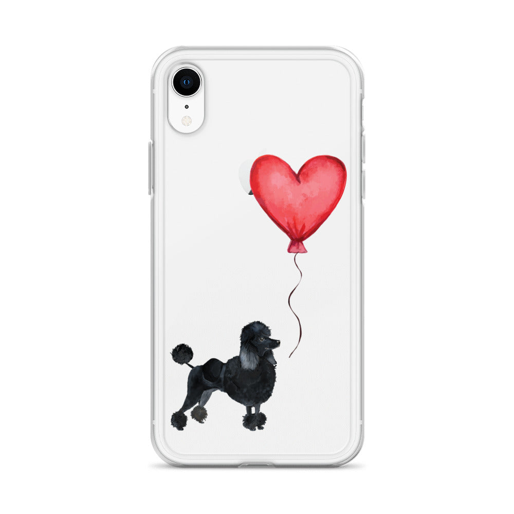 Dog with Balloon Black Poodle Clear Case for iPhone®