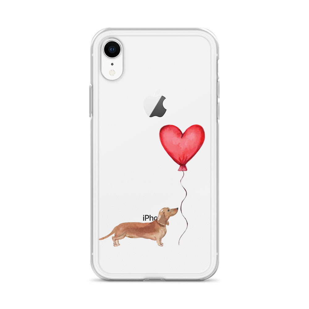 Dog with Balloon Tan Dachshund Clear Case for iPhone®