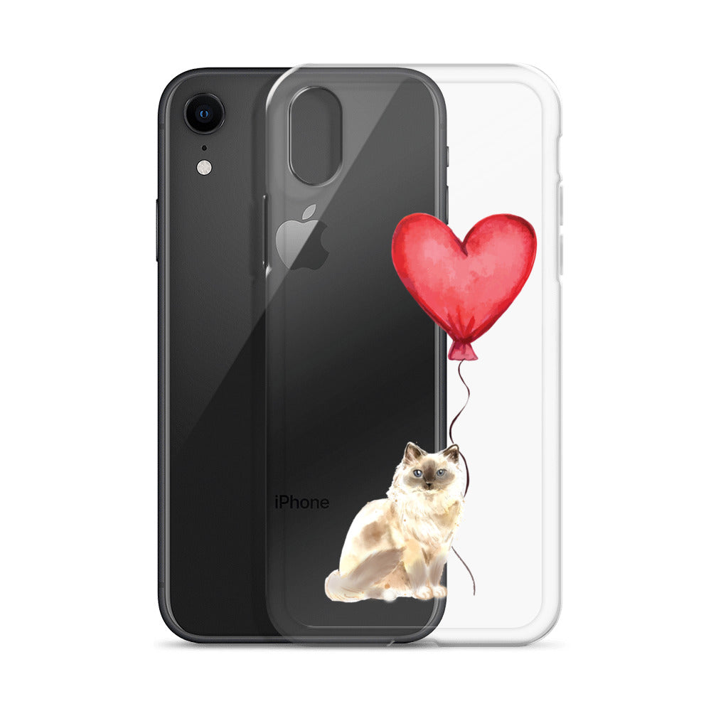 Cat with Balloon Blonde Birman Clear Case for iPhone®