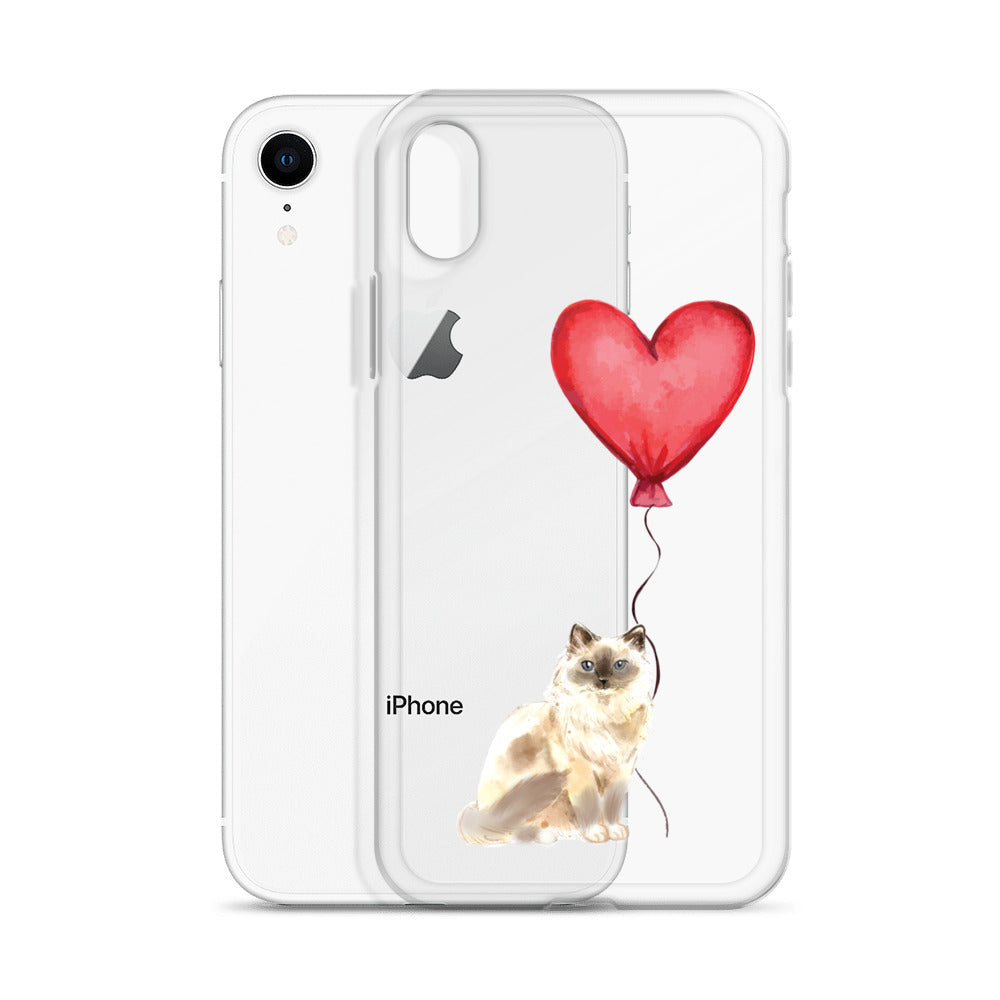 Cat with Balloon Blonde Birman Clear Case for iPhone®