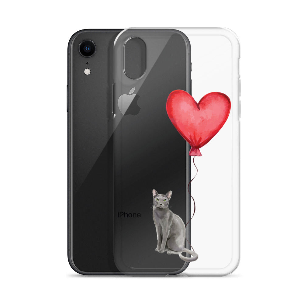 Cat with Balloon Blue Russian Clear Case for iPhone®